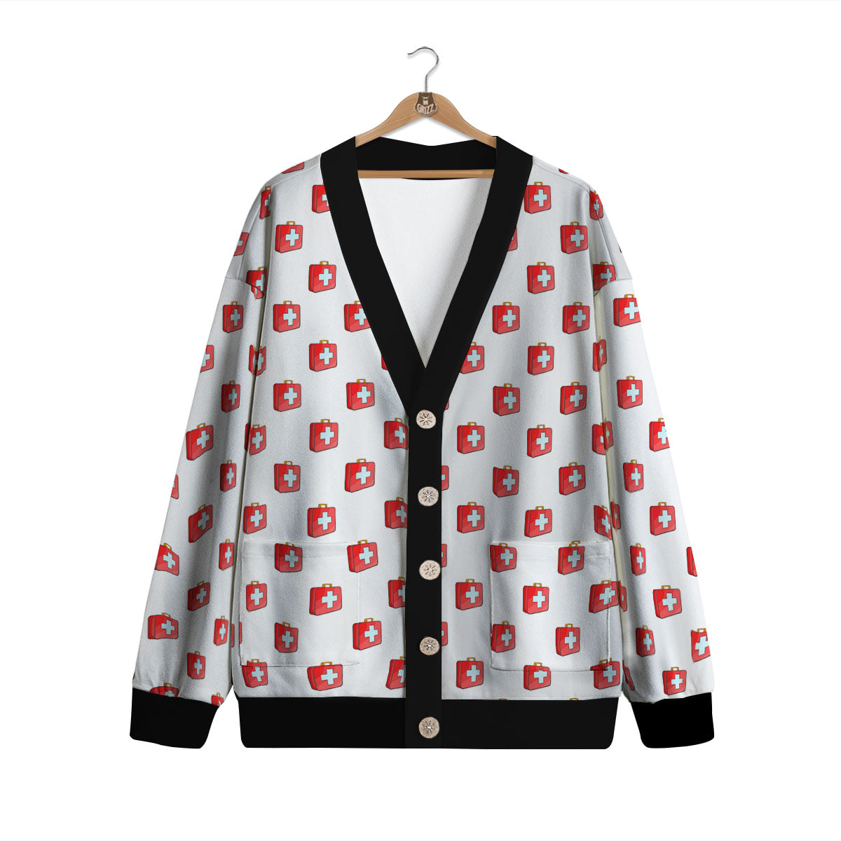 First Kit Aid Paramedic Print Pattern Cardigan-grizzshop