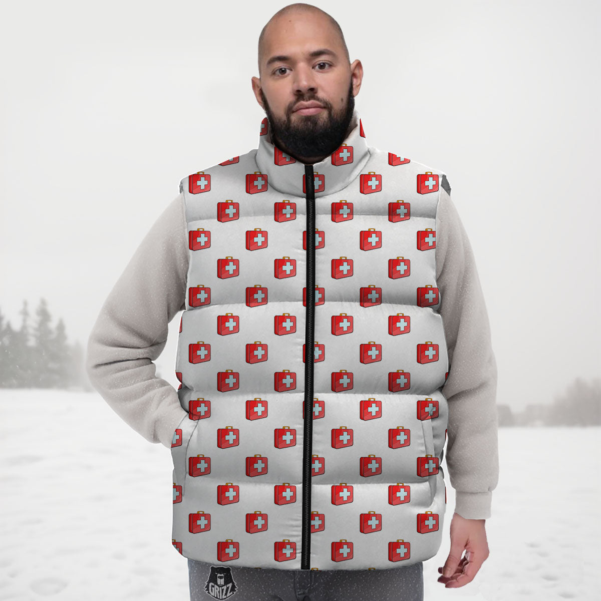 First Kit Aid Paramedic Print Pattern Down Vest-grizzshop