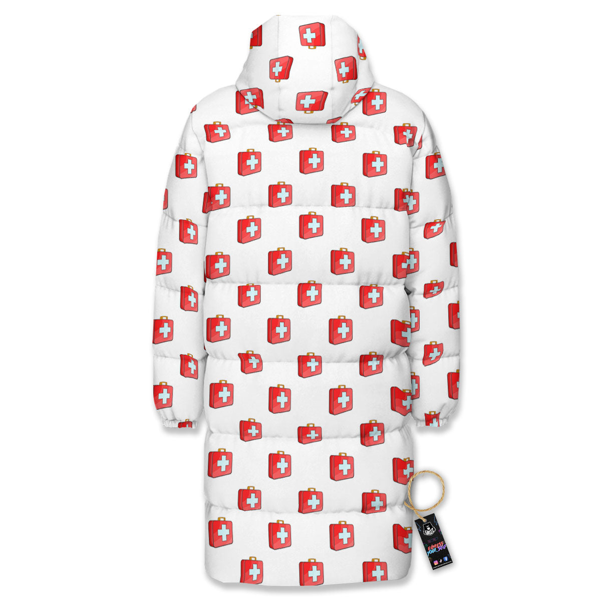 First Kit Aid Paramedic Print Pattern Long Down Jacket-grizzshop