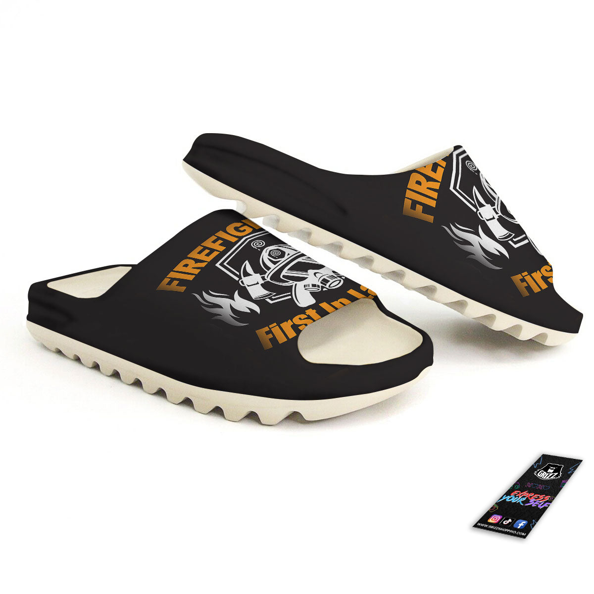 First In Last Out Firefighter Print Sandals-grizzshop