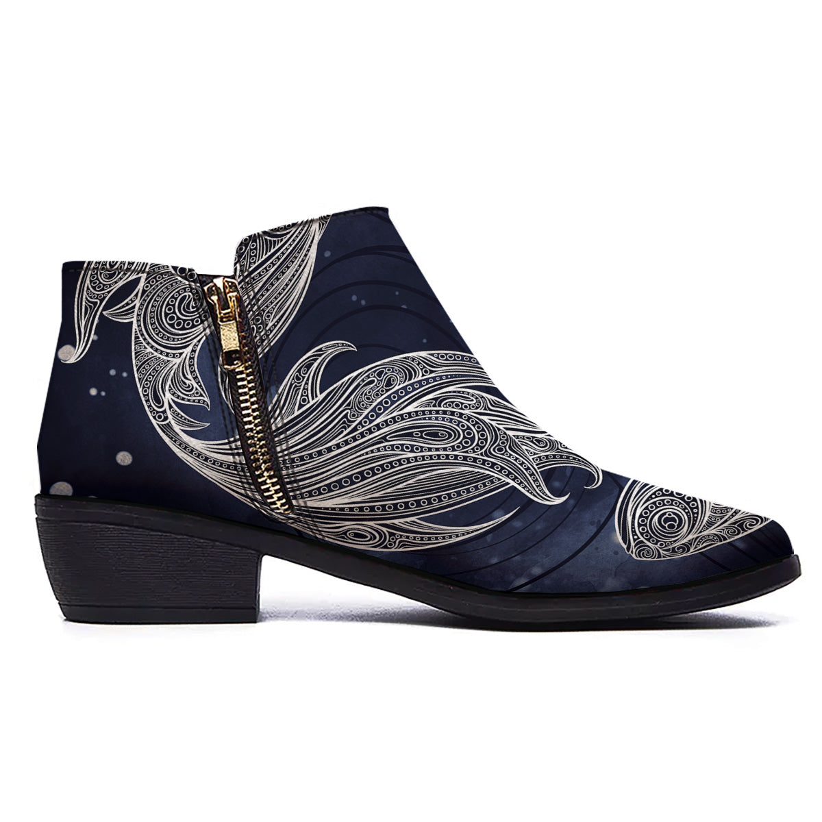 Fish Bohemian Spiritual Print Ankle Boots-grizzshop
