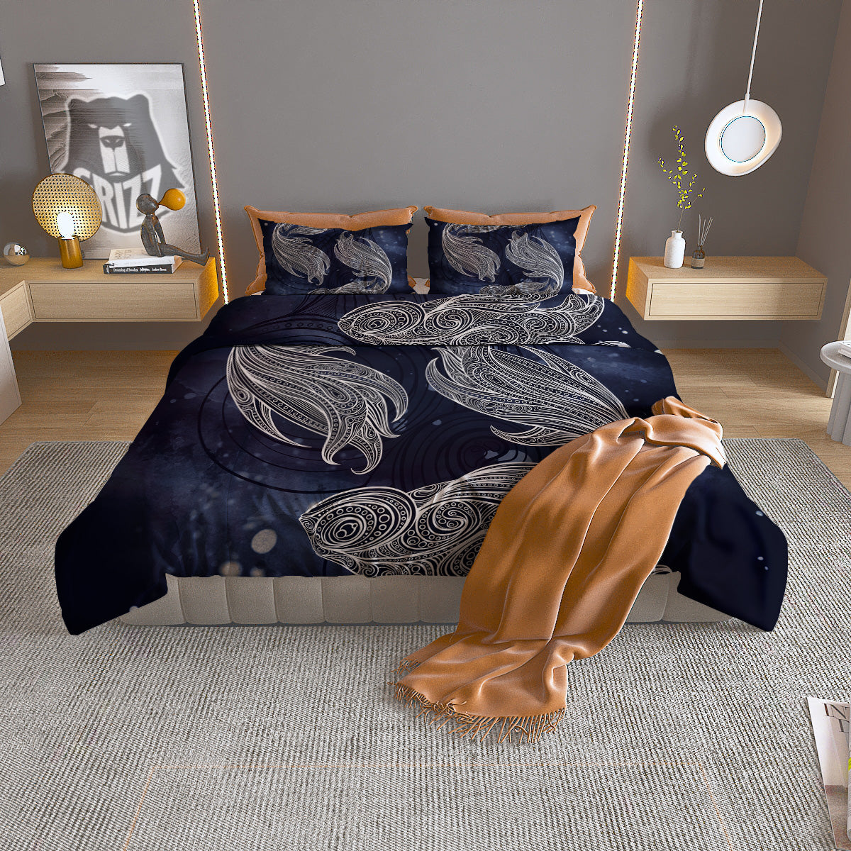 Flower Frangipani Print Duvet Cover Bedding Set