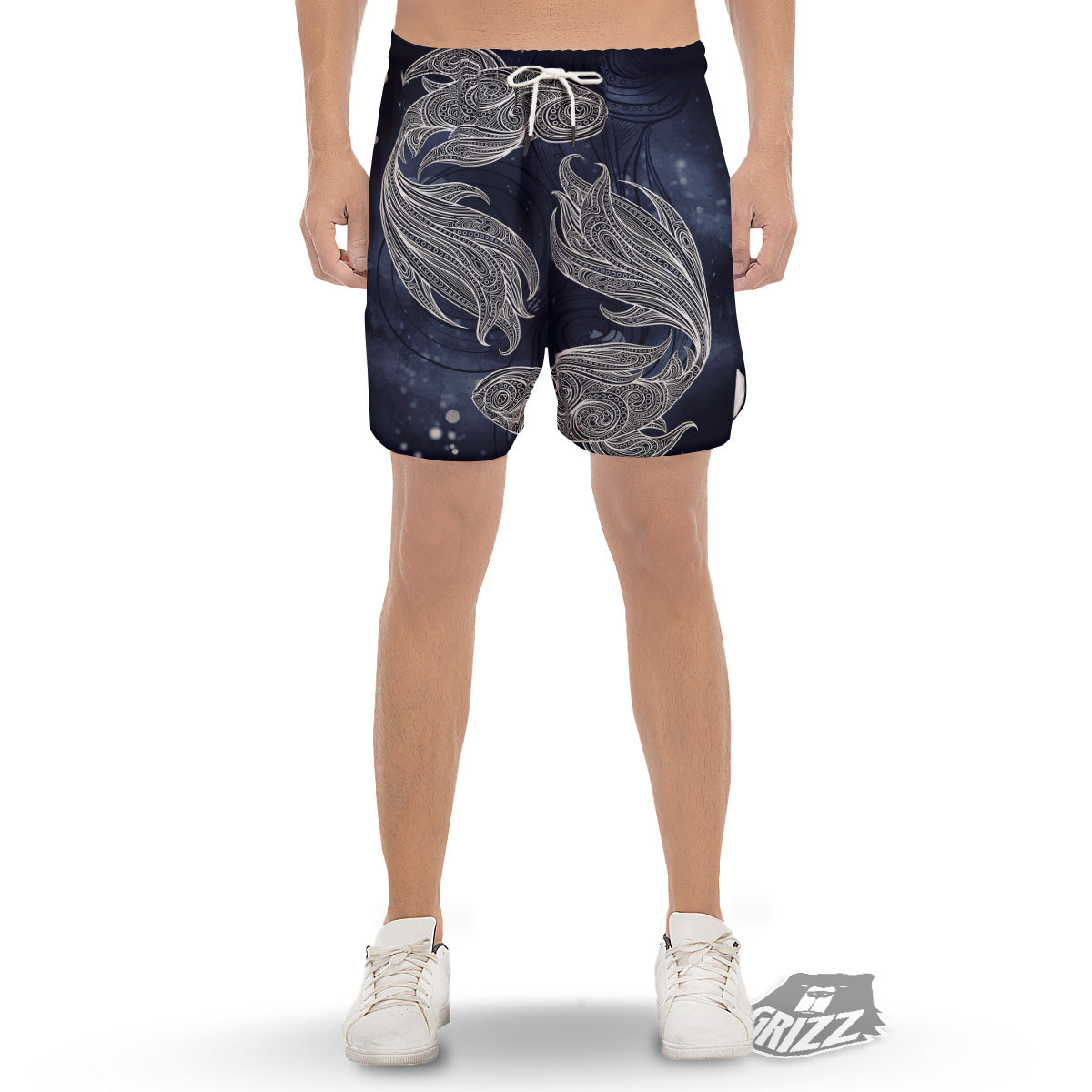 Fish Bohemian Spiritual Print Men's Gym Shorts-grizzshop