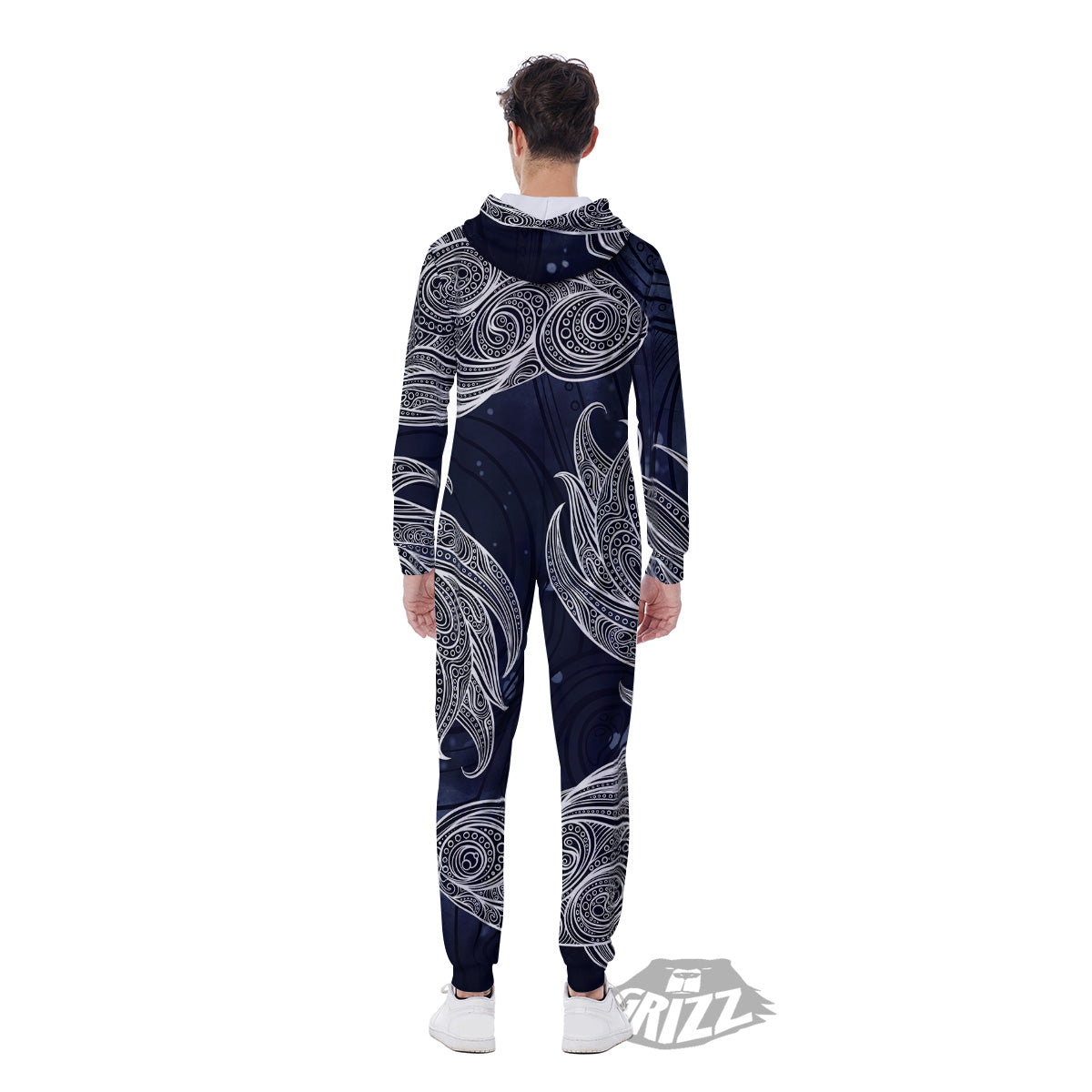 Fish Bohemian Spiritual Print Men's Jumpsuit-grizzshop