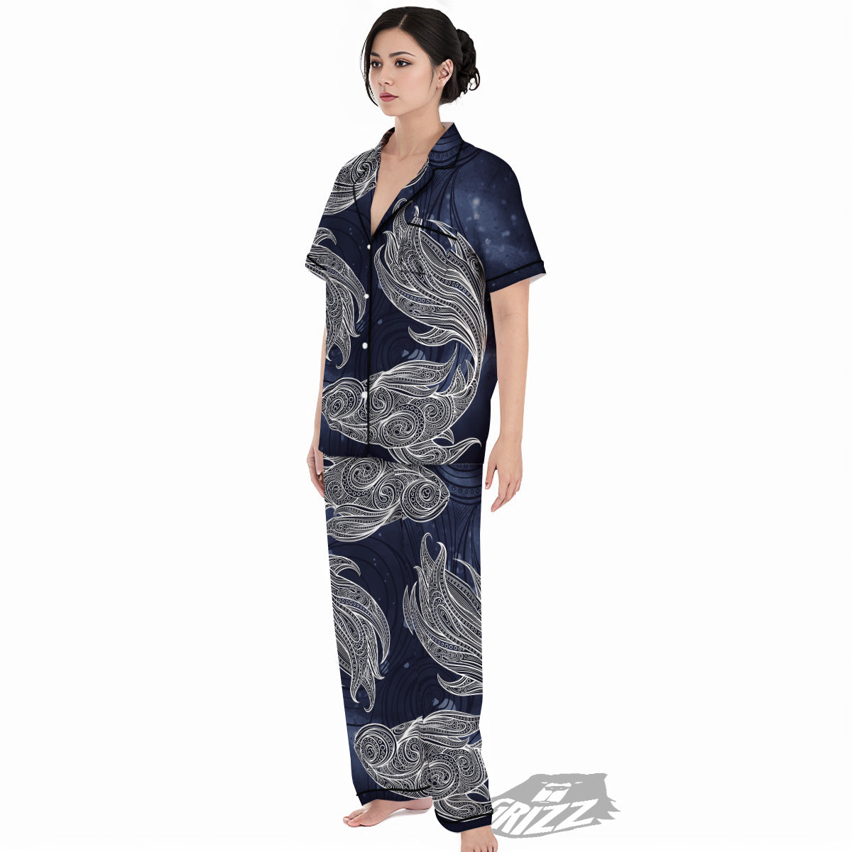 Fish Bohemian Spiritual Print Women's Pajamas Set-grizzshop