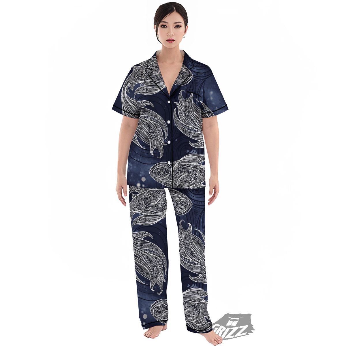 Fish Bohemian Spiritual Print Women's Pajamas Set-grizzshop