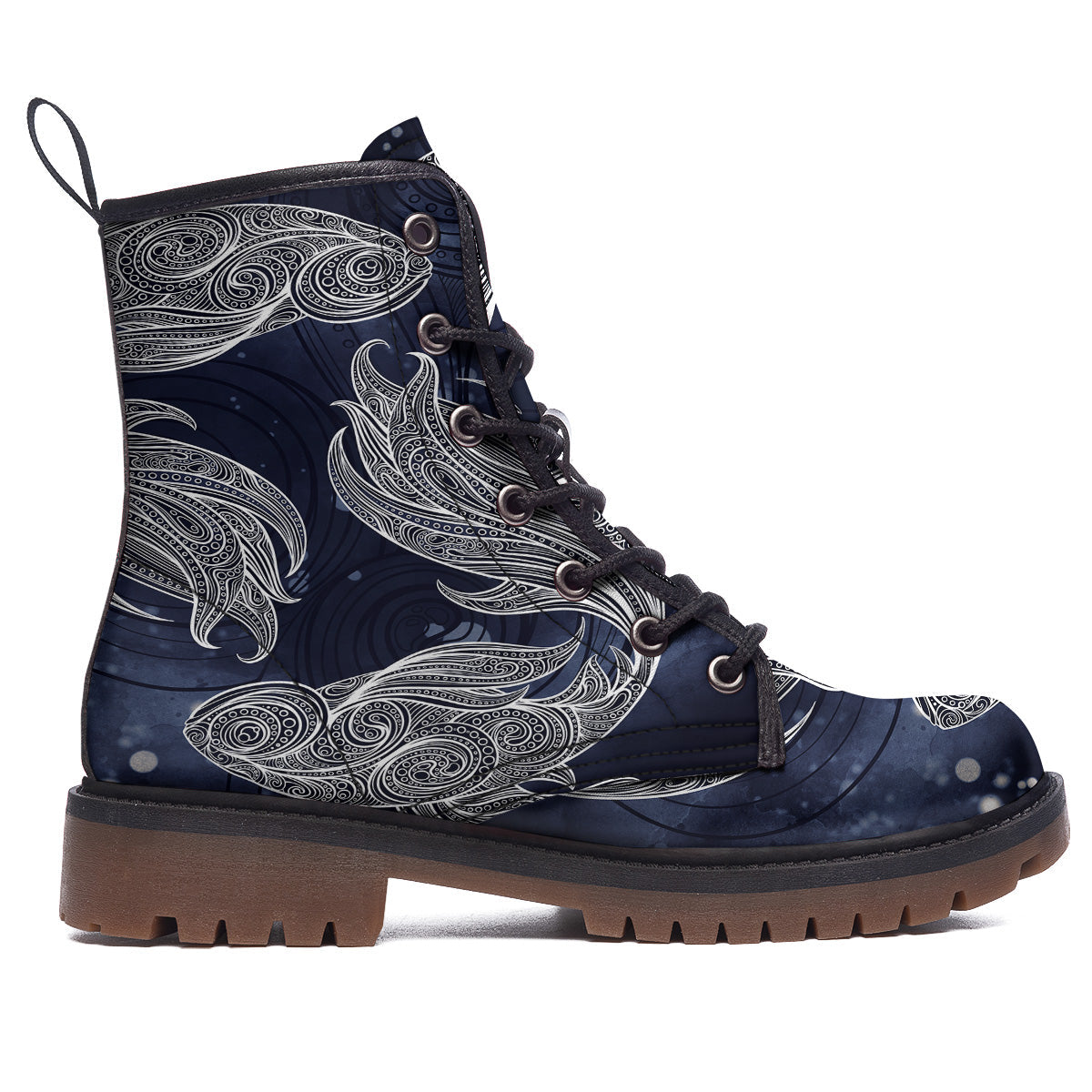 Fish Bohemian Spiritual Print Work Boots-grizzshop