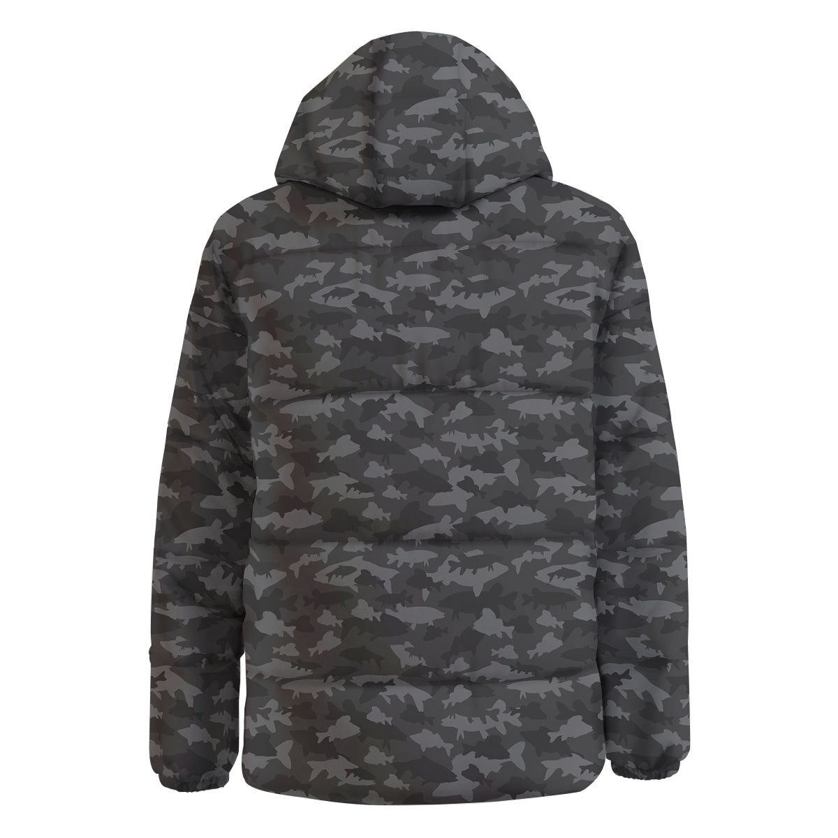 Fish Camouflage Grey Print Pattern Down Jacket-grizzshop