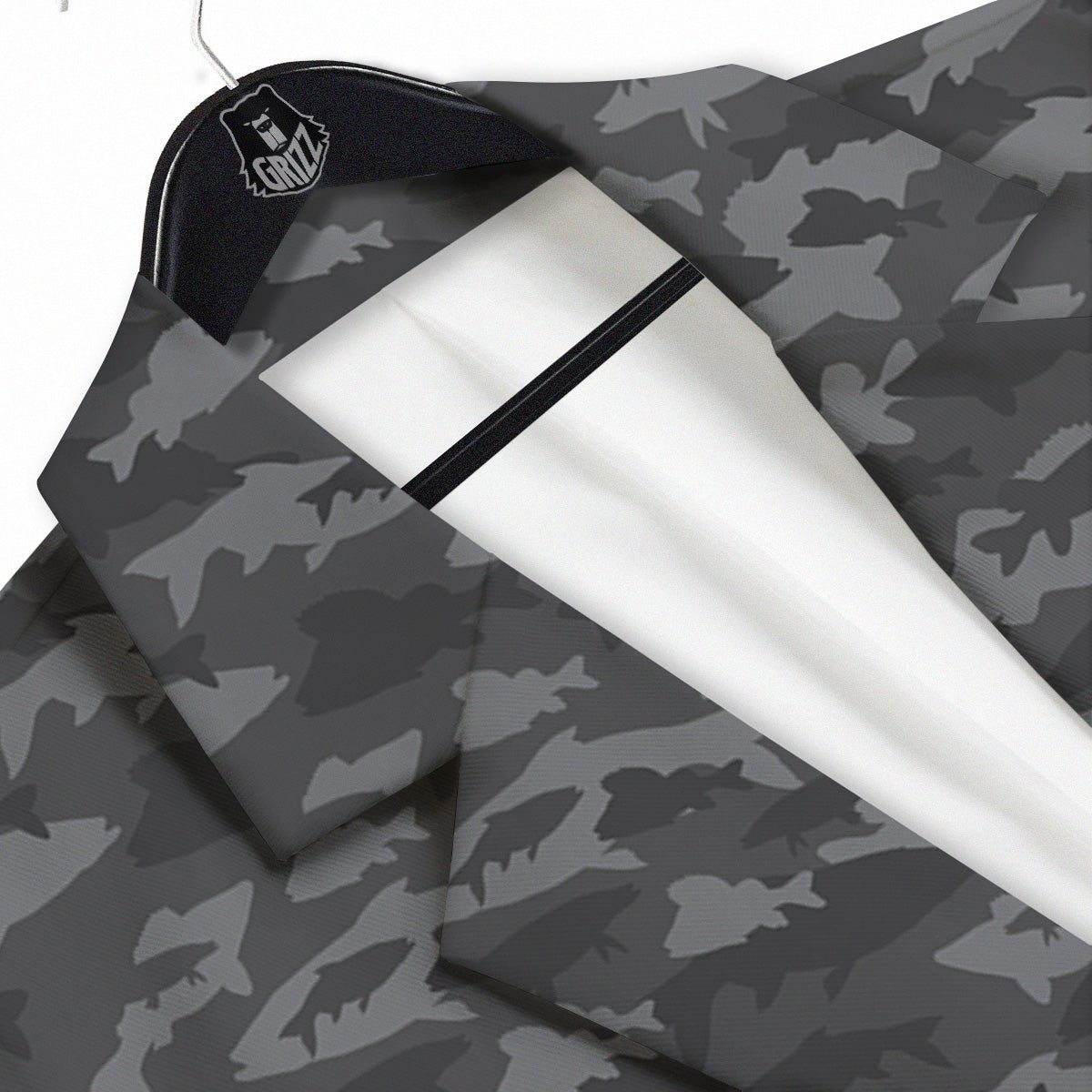 Fish Camouflage Grey Print Pattern Men's Sport Coat-grizzshop