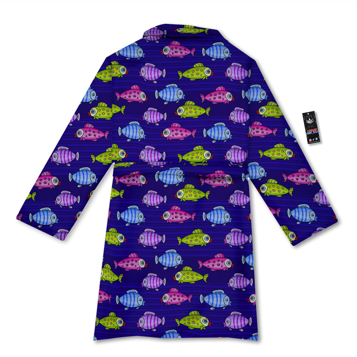 Fish Cartoon Print Pattern Bathrobe-grizzshop