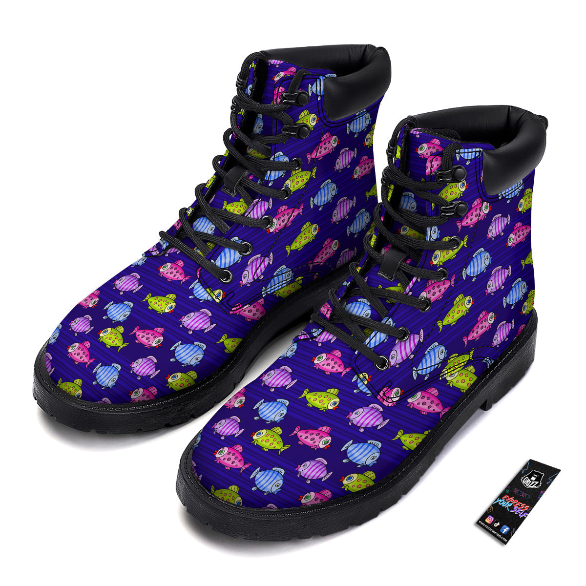 Fish Cartoon Print Pattern Boots-grizzshop