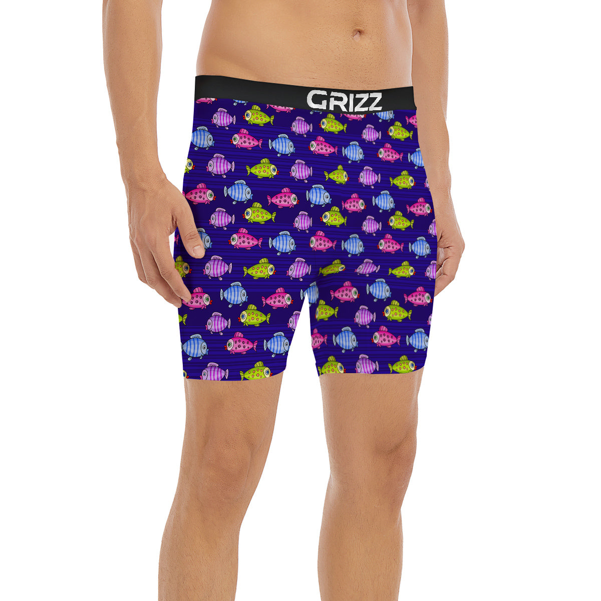 Fish Cartoon Print Pattern Boxer Briefs-grizzshop