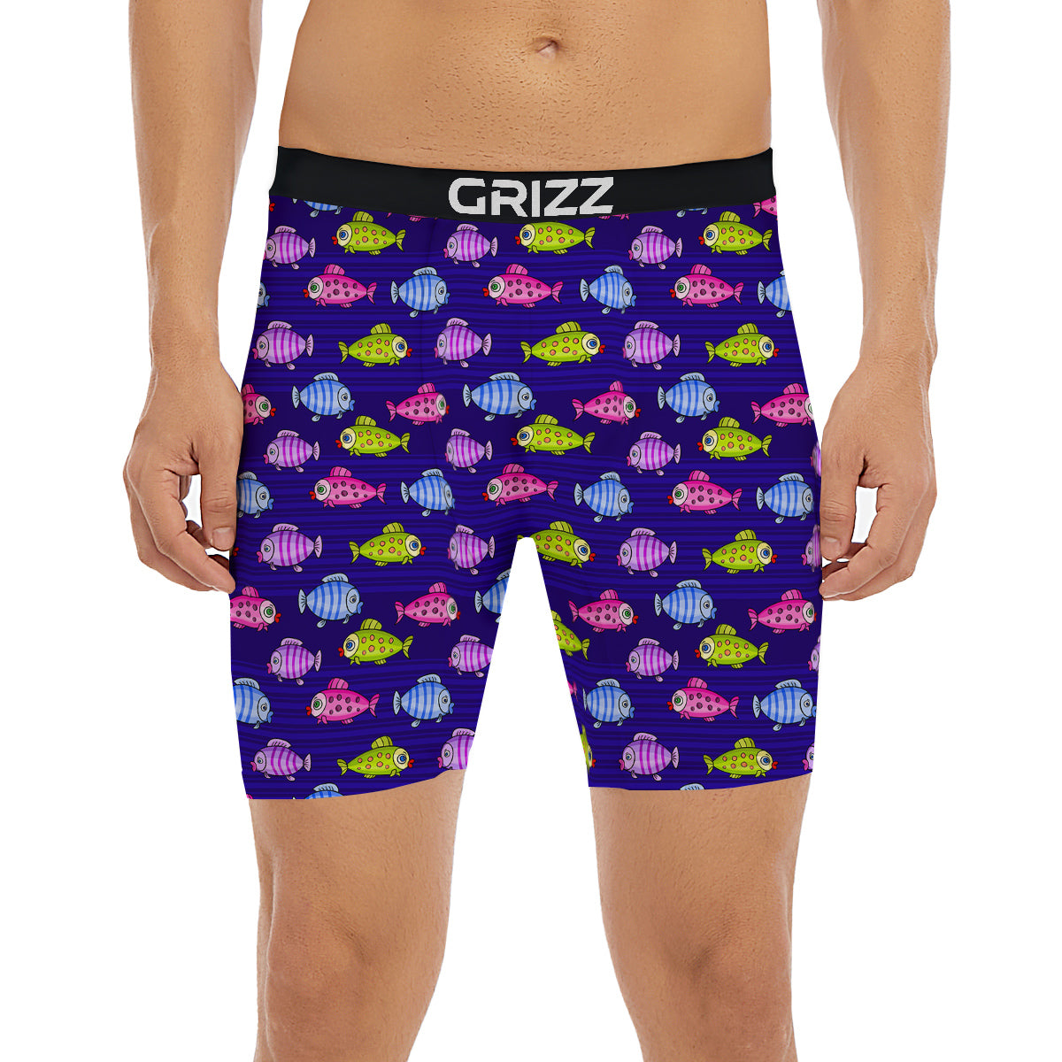Fish Cartoon Print Pattern Boxer Briefs-grizzshop