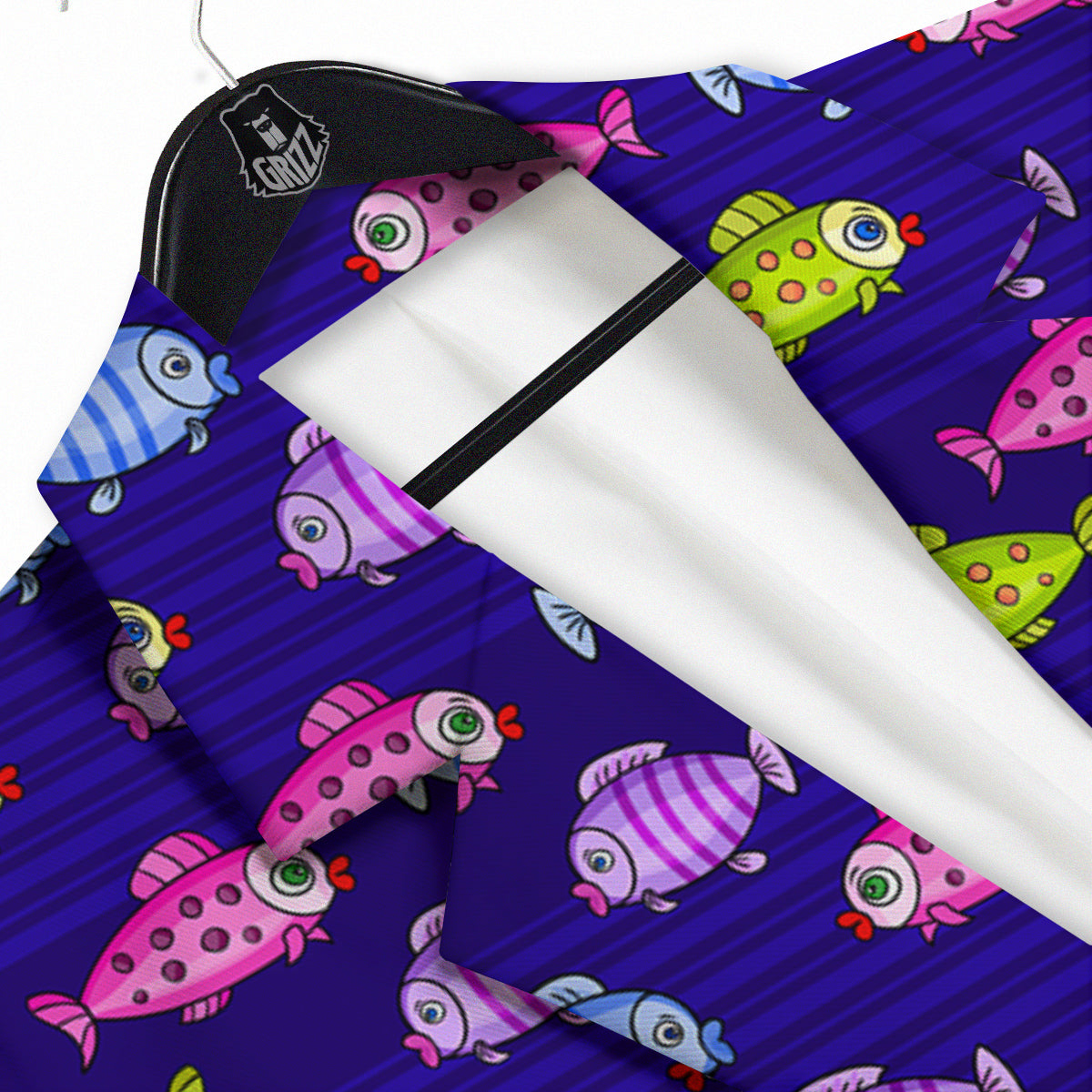 Fish Cartoon Print Pattern Men's Sport Coat-grizzshop
