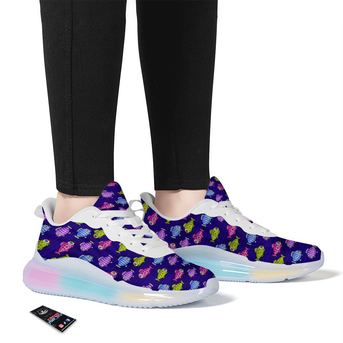 Fish Cartoon Print Pattern Running Sneakers-grizzshop