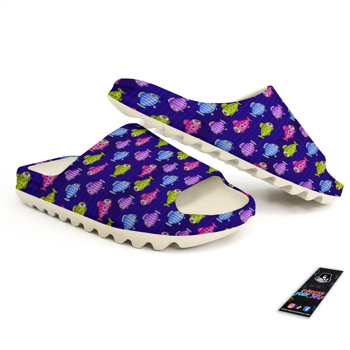 Fish Cartoon Print Pattern Sandals-grizzshop
