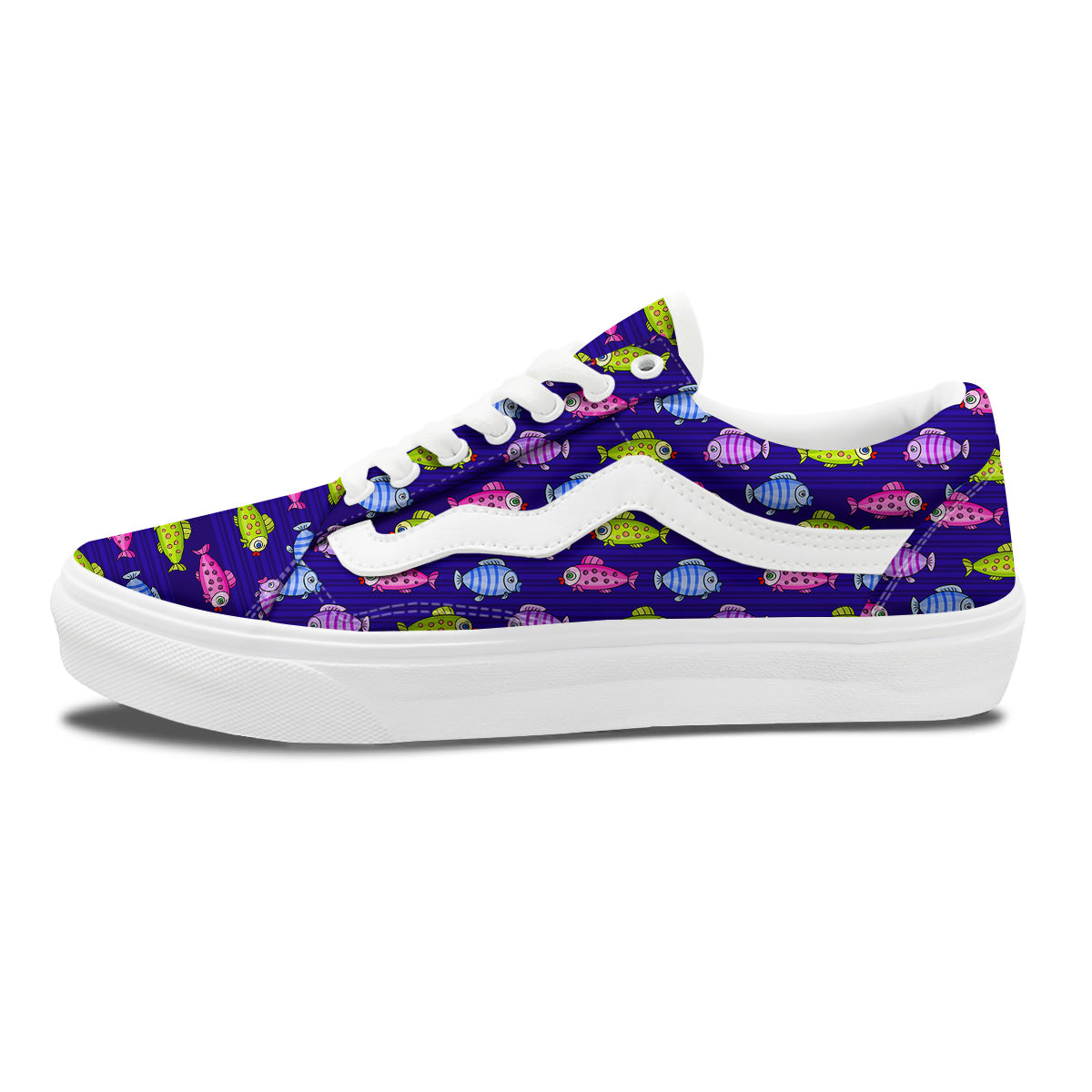 Fish Cartoon Print Pattern Skate Shoes-grizzshop