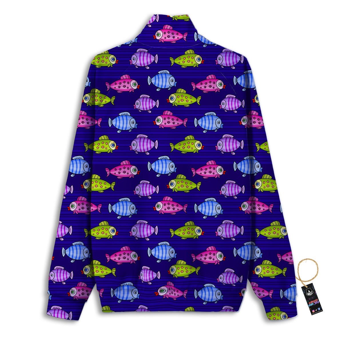 Fish Cartoon Print Pattern Track Jacket-grizzshop