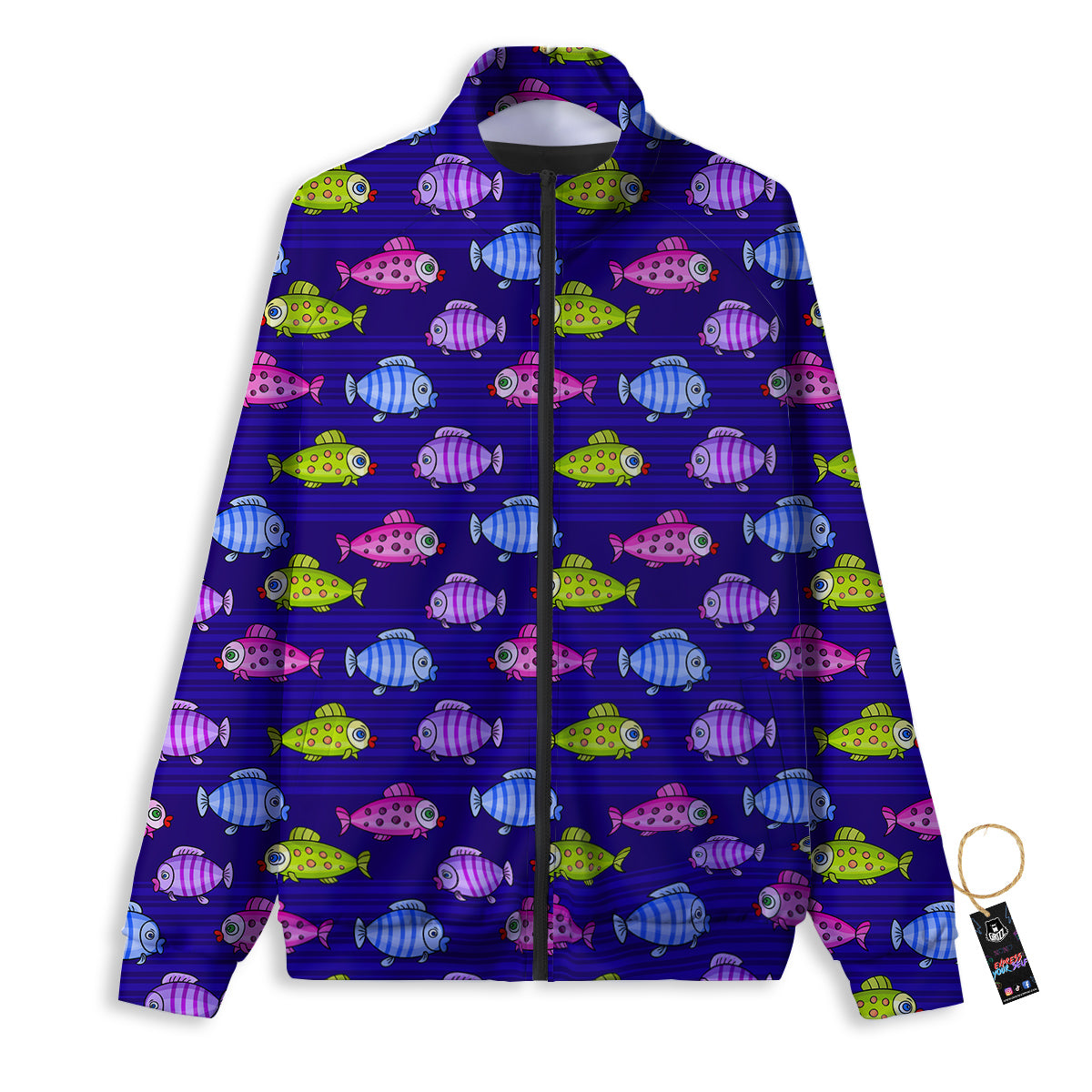 Fish Cartoon Print Pattern Track Jacket-grizzshop