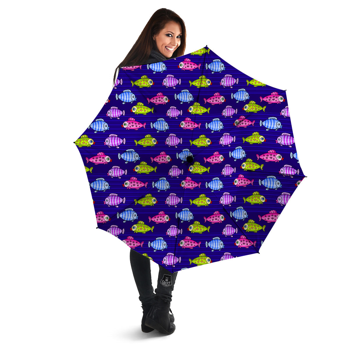 Fish Cartoon Print Pattern Umbrella-grizzshop