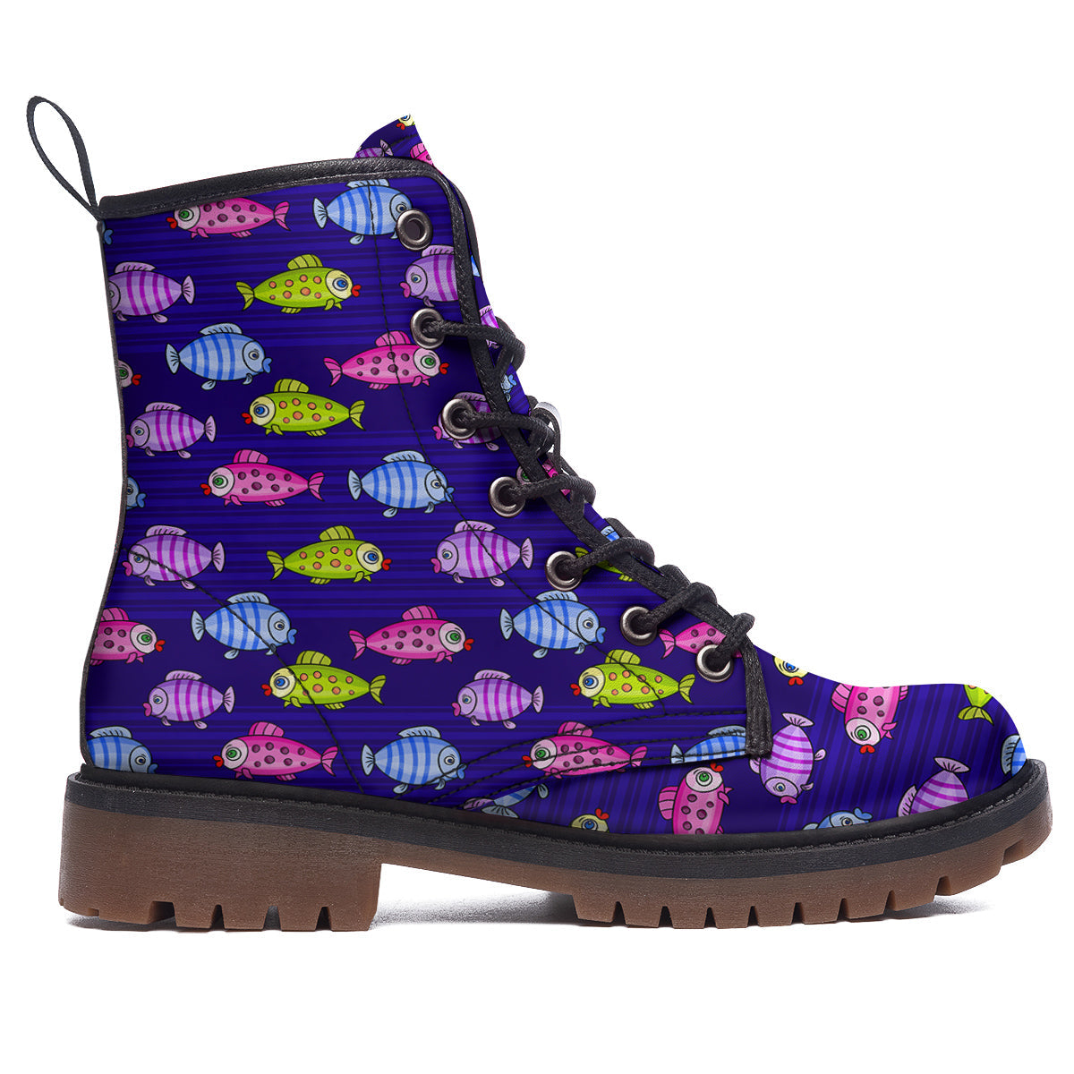 Fish Cartoon Print Pattern Work Boots-grizzshop