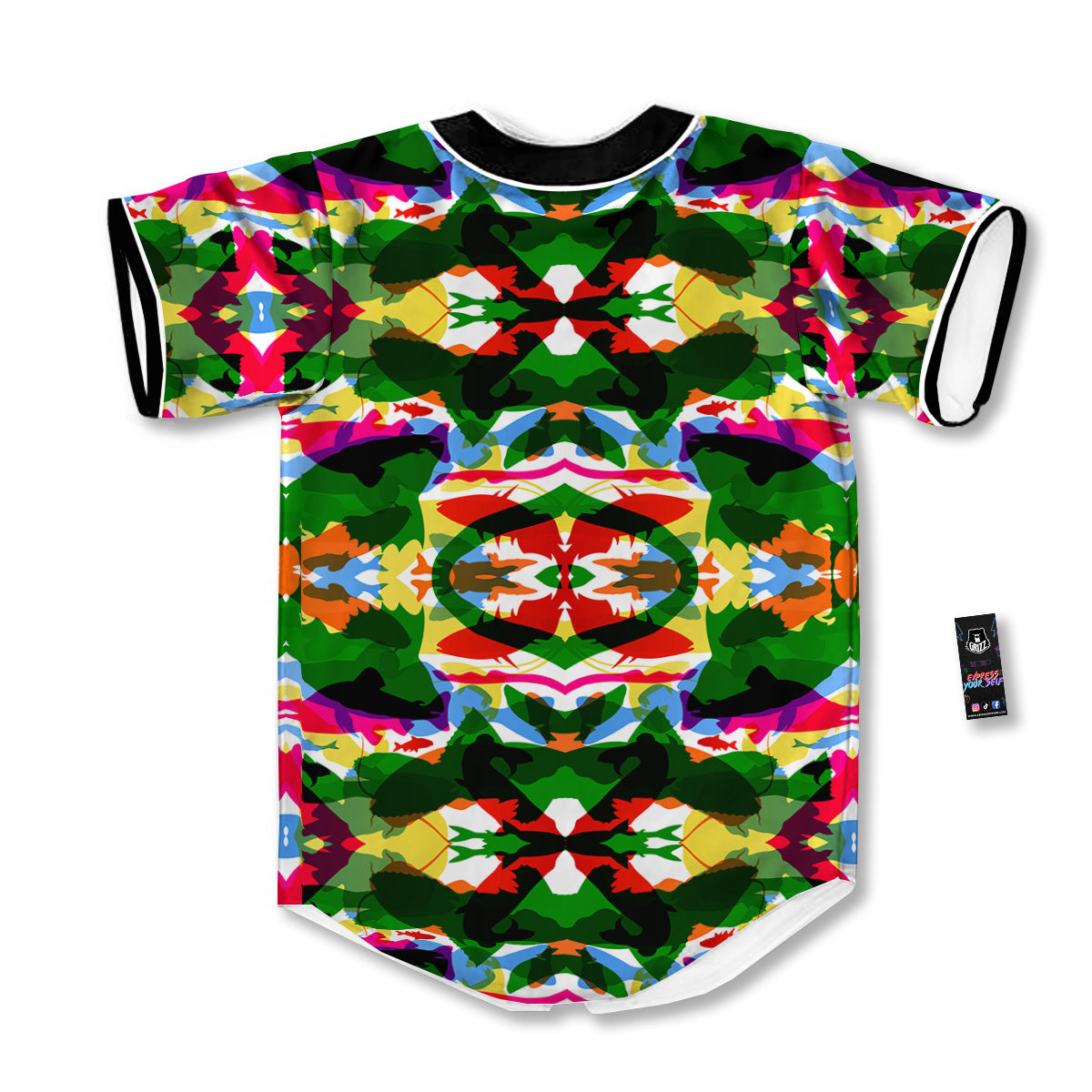 Fish Colorful Abstract Print Pattern Baseball Jersey-grizzshop