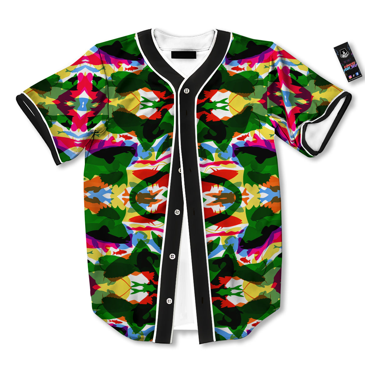Fish Colorful Abstract Print Pattern Baseball Jersey-grizzshop