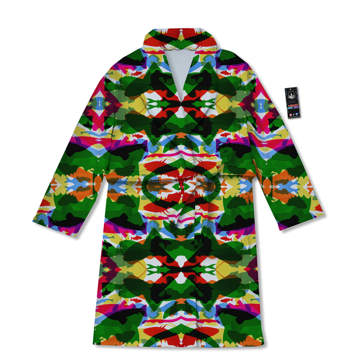 Fish Colorful Abstract Print Pattern Bathrobe-grizzshop