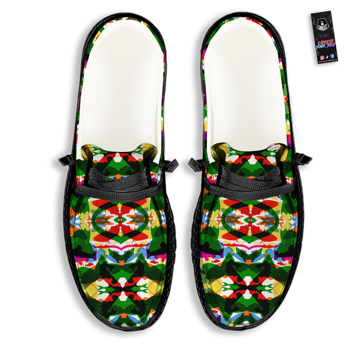 Fish Colorful Abstract Print Pattern Black Loafers-grizzshop