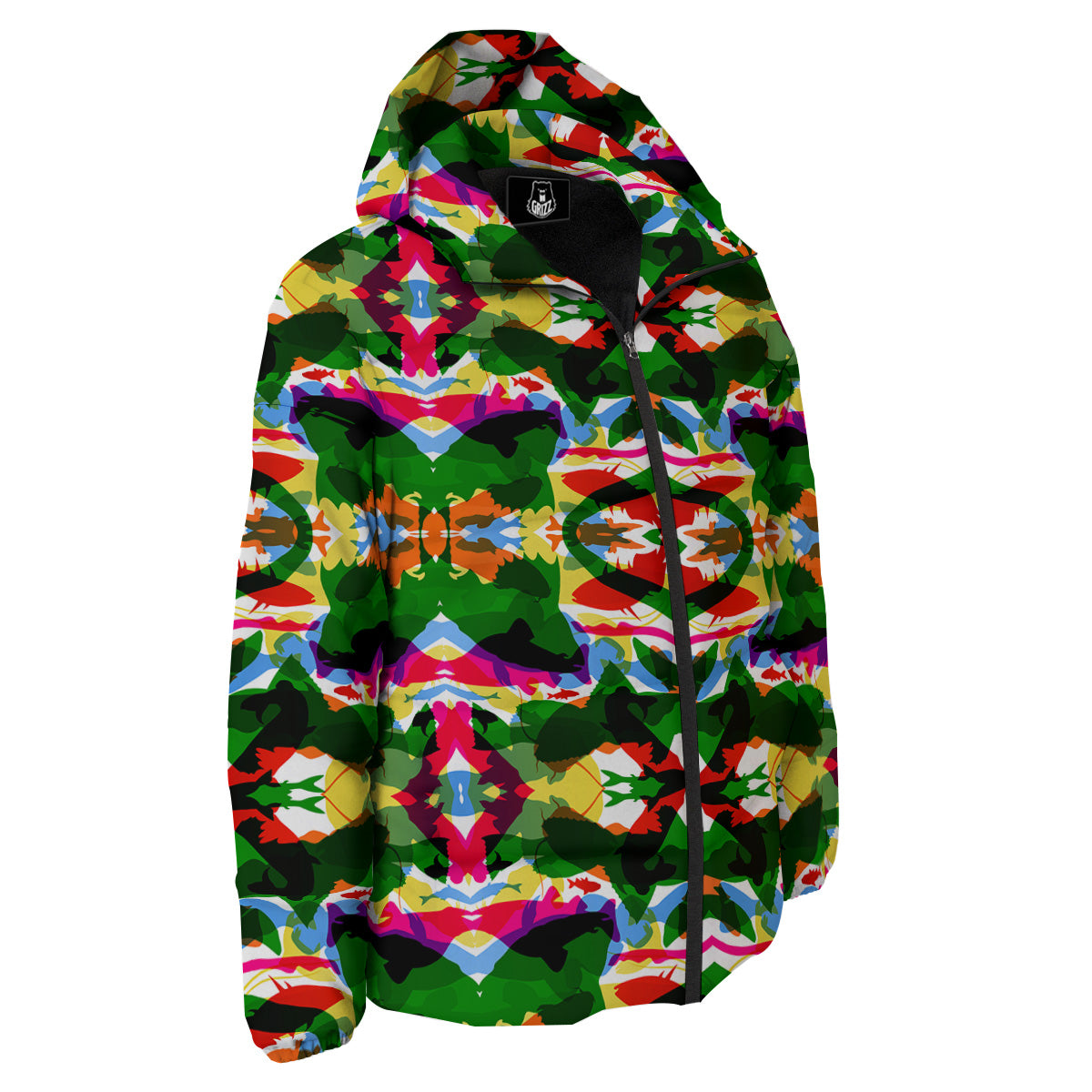 Fish Colorful Abstract Print Pattern Down Jacket-grizzshop