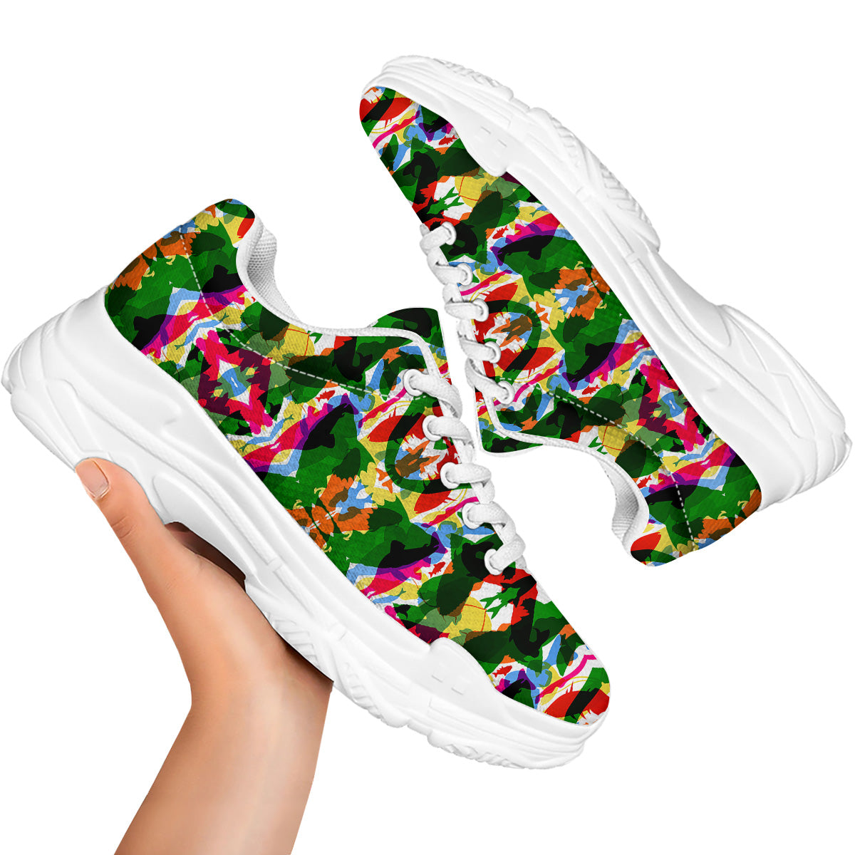 Fish Colorful Abstract Print Pattern White Chunky Shoes-grizzshop
