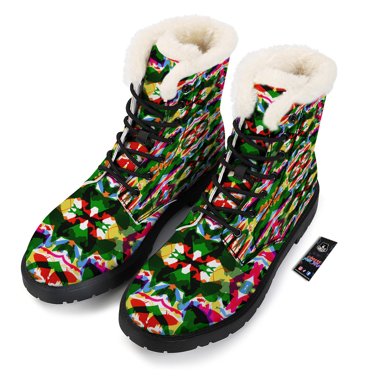 Fish Colorful Abstract Print Pattern Winter Boots-grizzshop
