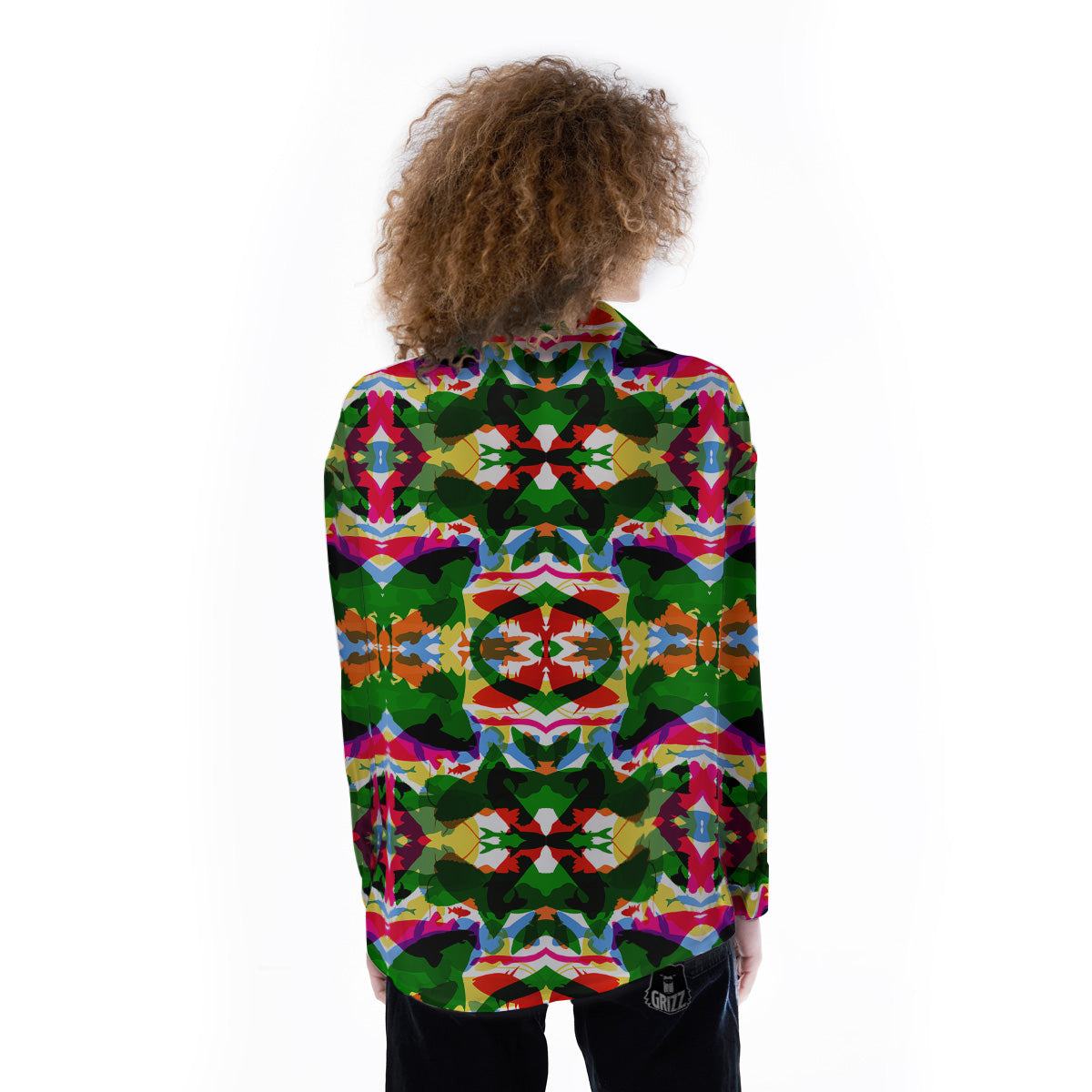 Fish Colorful Abstract Print Pattern Women's Long Sleeve Shirts-grizzshop