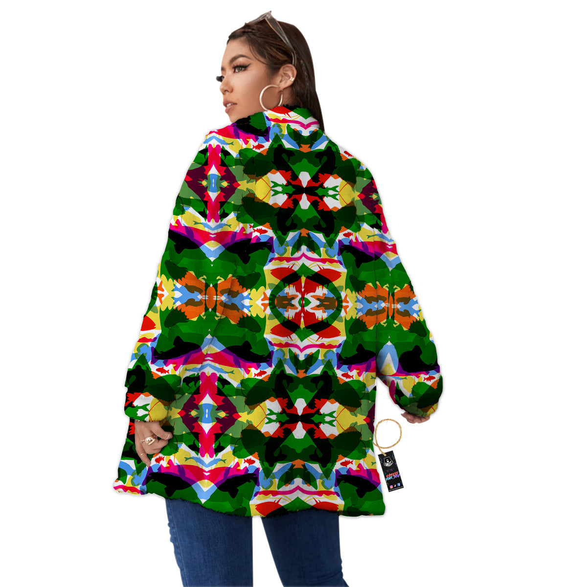 Fish Colorful Abstract Print Pattern Women's Sherpa Jacket-grizzshop
