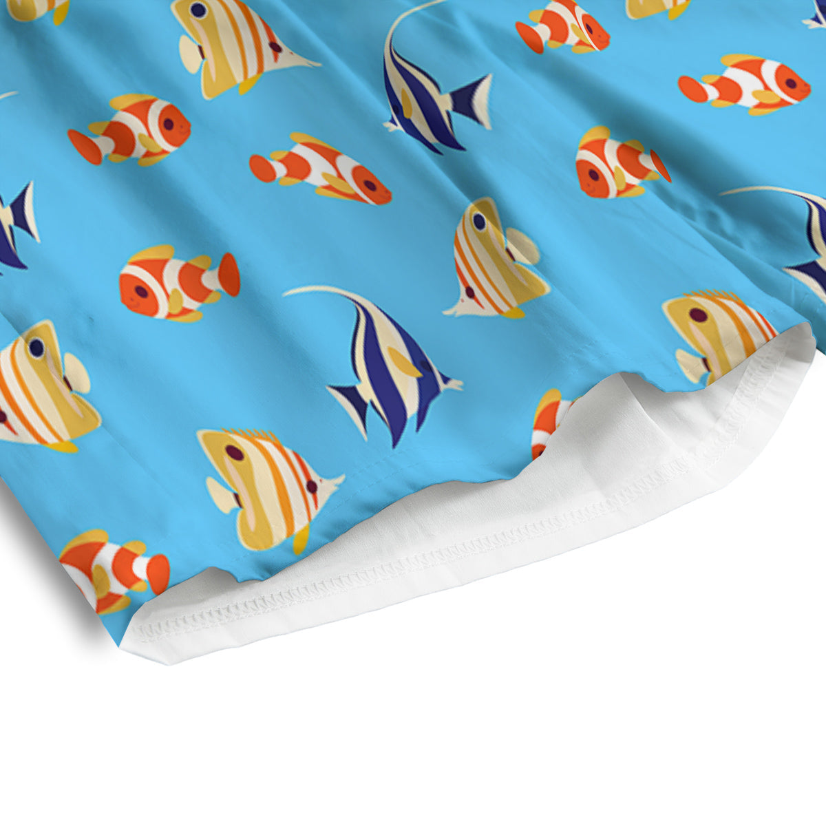 Flower And Lemon Print Pattern Men's Athletic Shorts