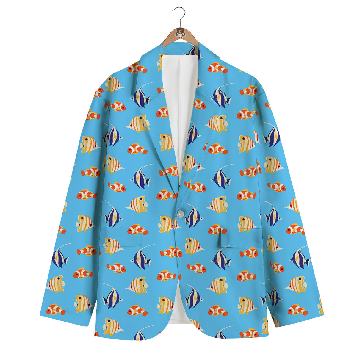 Fish Cute Print Pattern Men's Blazer-grizzshop