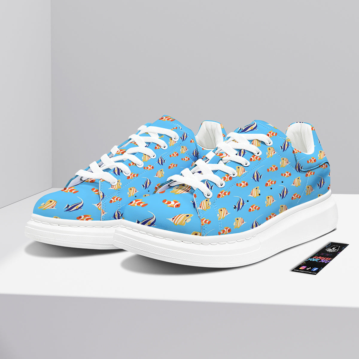 Fish Cute Print Pattern Platform Shoes-grizzshop