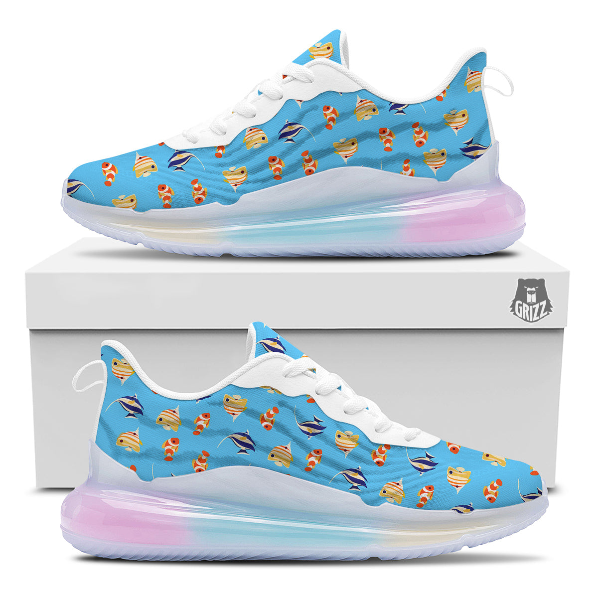 Fish Cute Print Pattern Running Sneakers-grizzshop