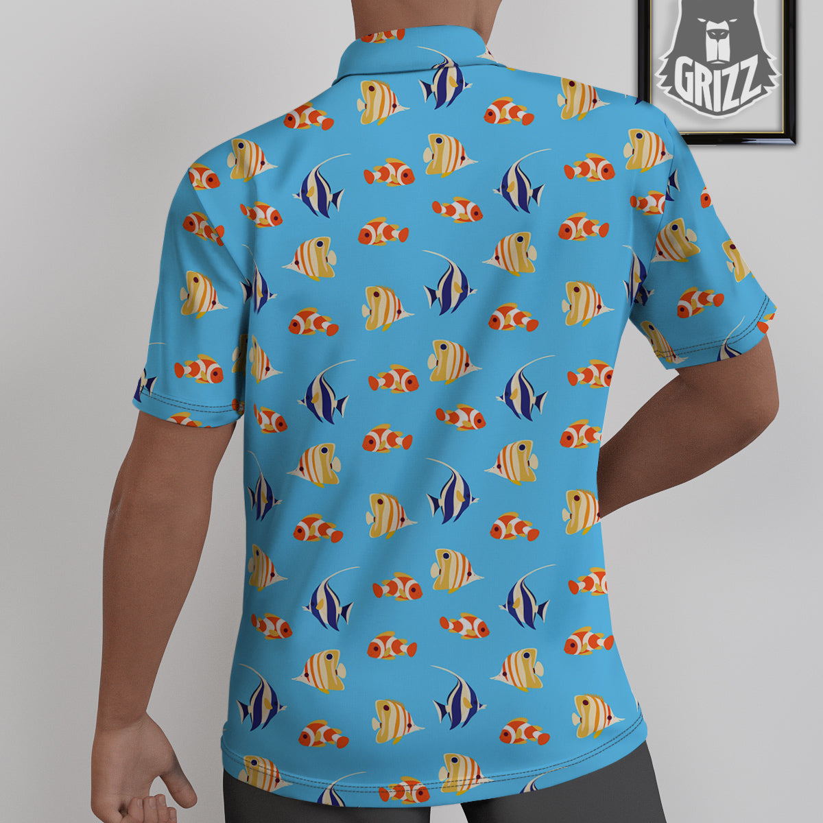 Fish Cute Print Pattern Untucked Shirts-grizzshop
