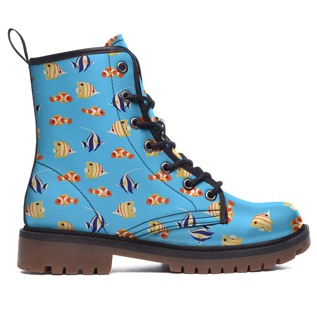 Fish Cute Print Pattern Work Boots-grizzshop