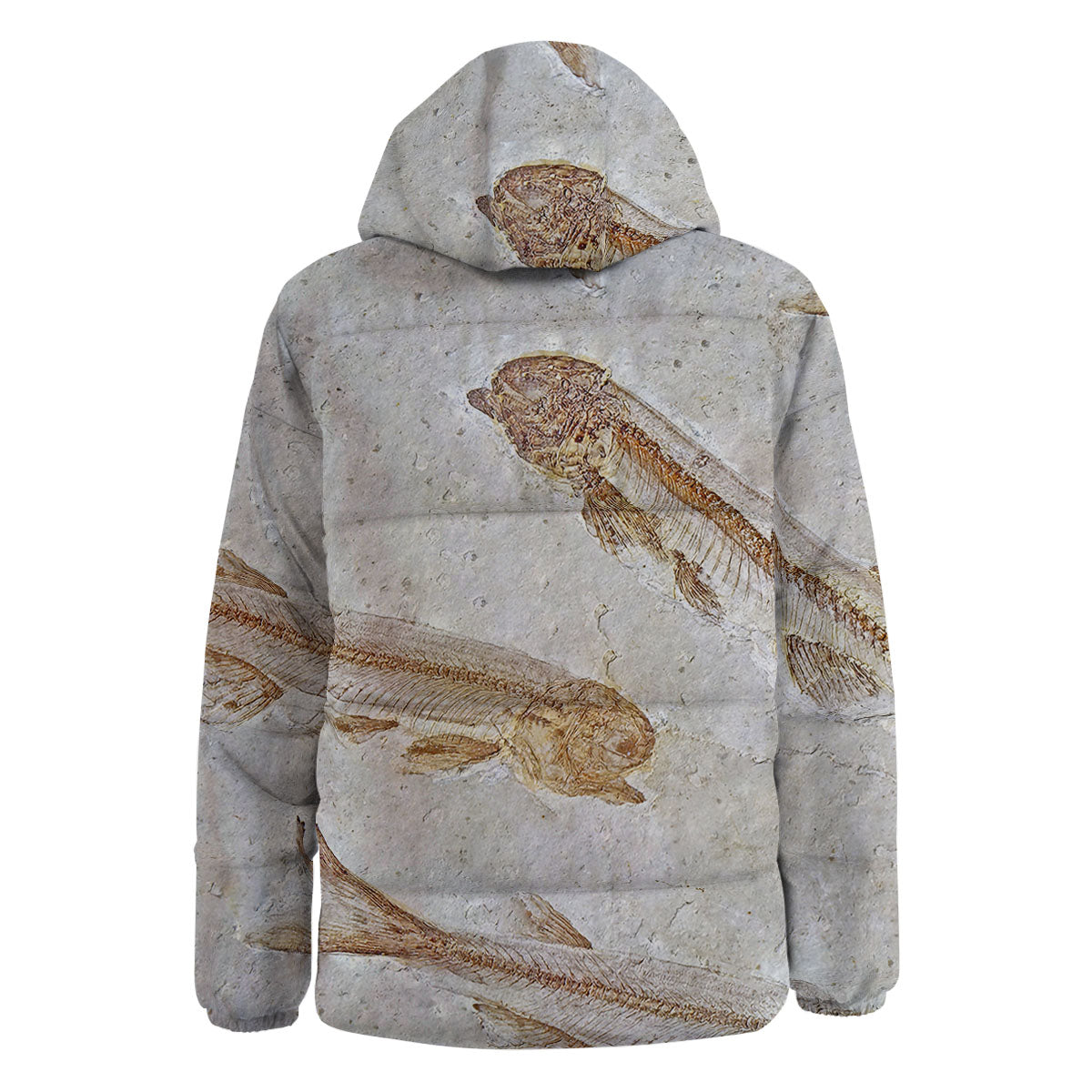 Fish Fossil Lycoptera Print Down Jacket-grizzshop