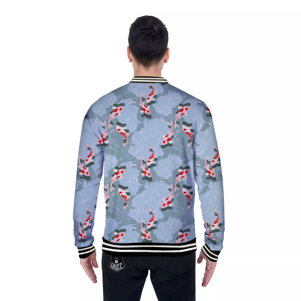 Fish Koi Print Pattern Baseball Jacket-grizzshop