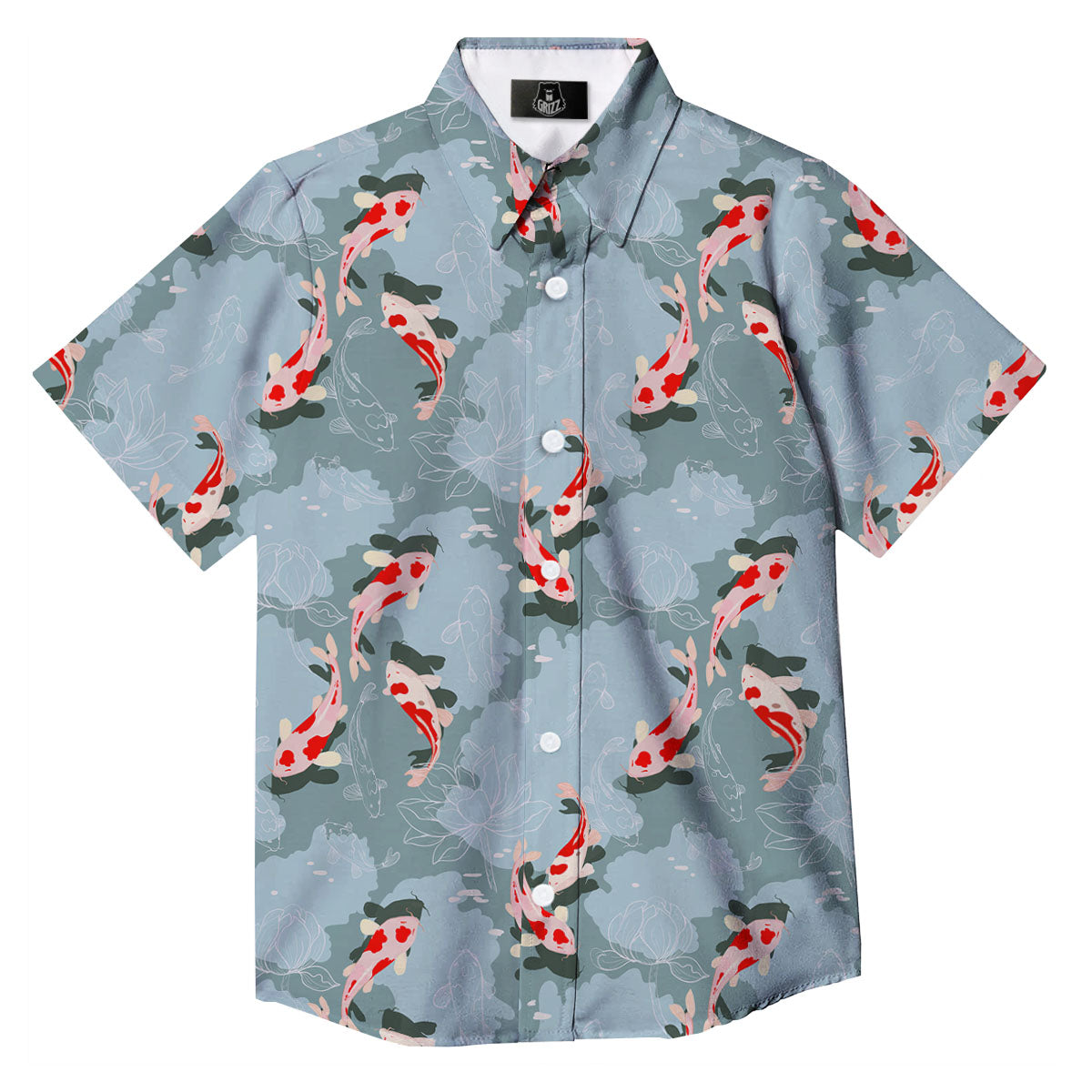 Fish Koi Print Pattern Button Up Shirt-grizzshop