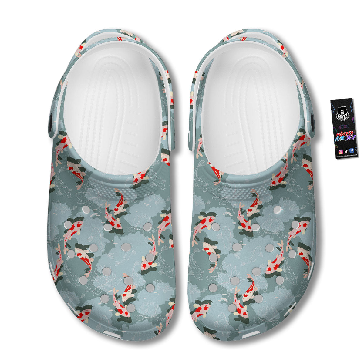 Fish Koi Print Pattern Clog-grizzshop