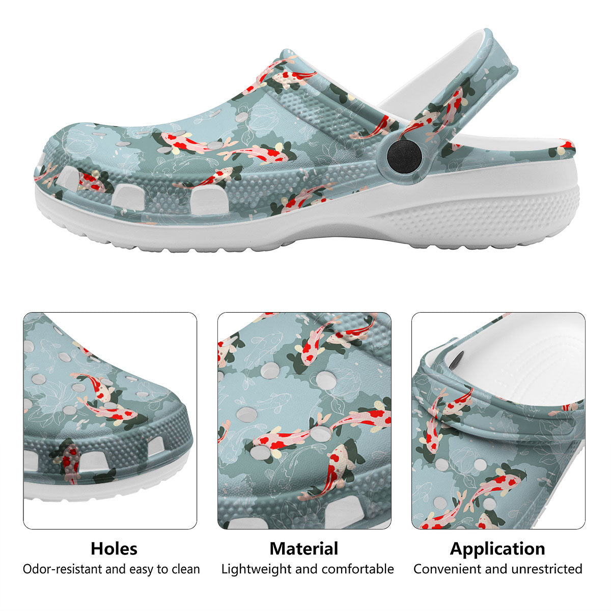 Fish Koi Print Pattern Clog-grizzshop