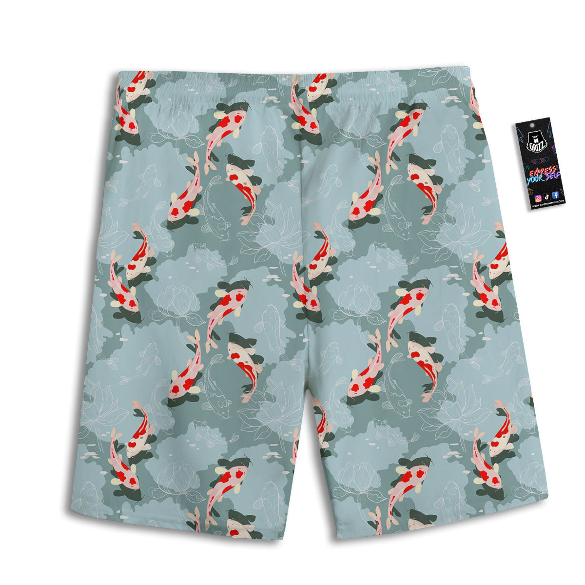 Fish Koi Print Pattern Men's Athletic Shorts