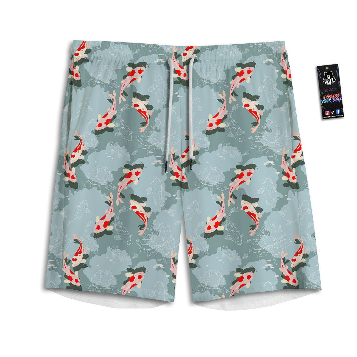 Fish Koi Print Pattern Men's Athletic Shorts