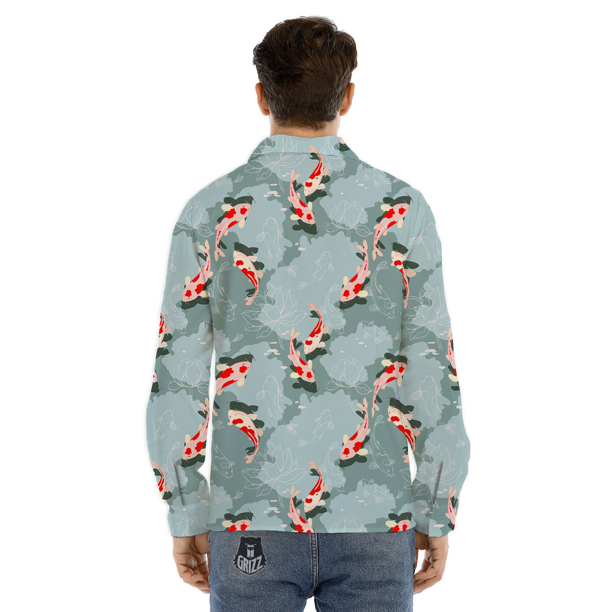 Fish Koi Print Pattern Men's Dress Shirts-grizzshop