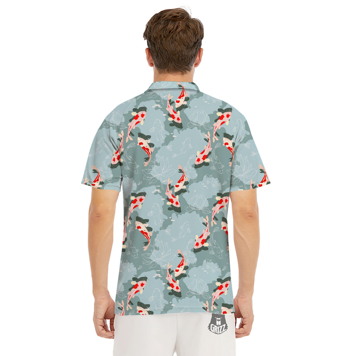 Fish Koi Print Pattern Men's Golf Shirts-grizzshop