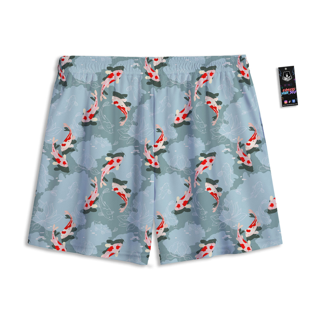 Fish Koi Print Pattern Mesh Shorts